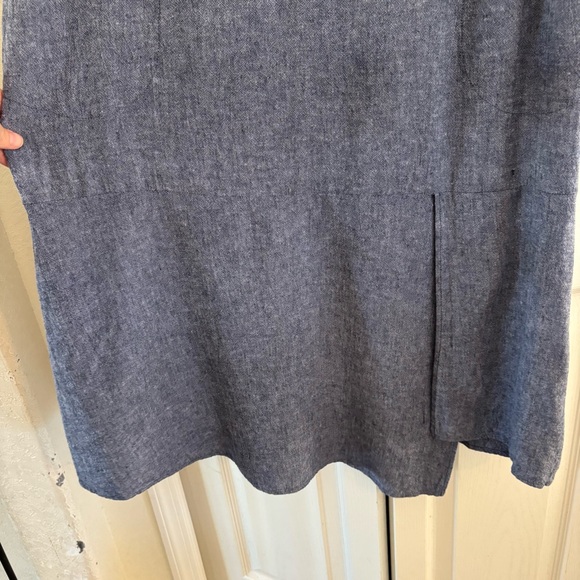 J. Jill Pure Jill Linen Blend Midi Dress Asymmetrical Hem Blue Size Small - Picture 8 of 10
